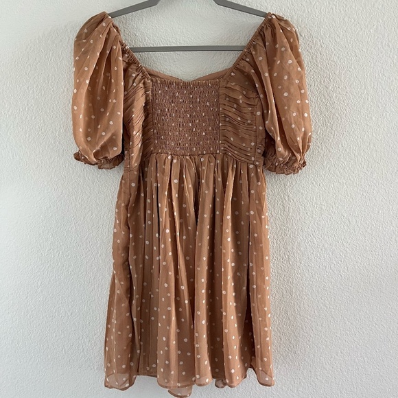 ABERCROMBIE & FITCH | Emerson Poplin Puff Sleeve Polka Dot Mini Dress | Size XS - Picture 6 of 9